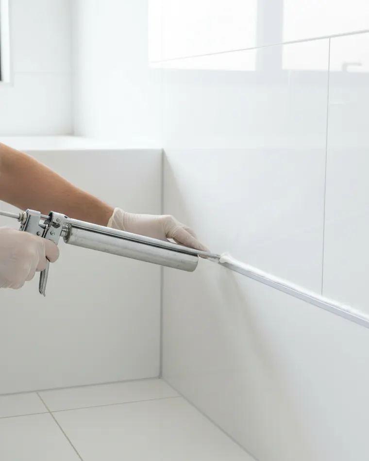 Sanitairkit aanbrengen langs de tegels